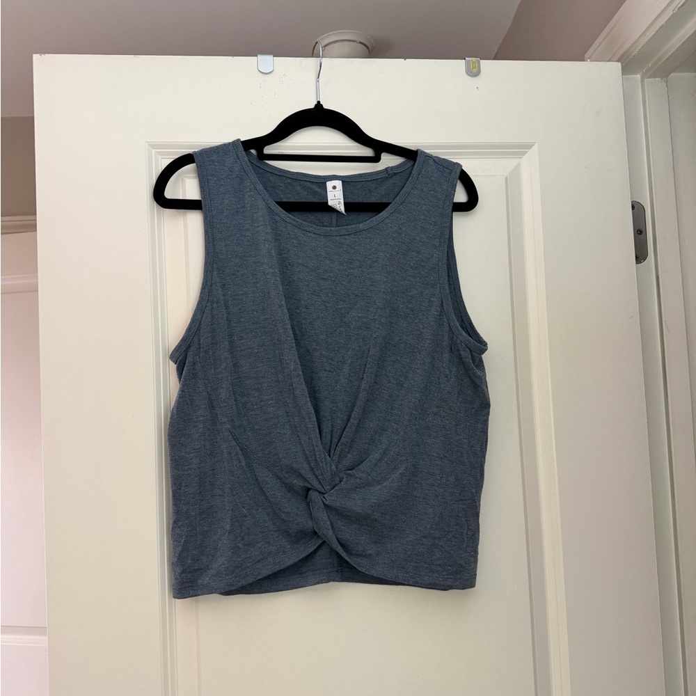 Yogalicious Heather Blue Twist Front Tank Top